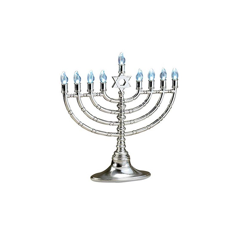 Rite Lite 11.75" Traditional Style Silver Tone LED Electric Chanukah