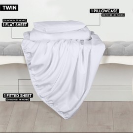 Utopia Bedding Twin Sheets Set - Brushed Microfiber - Soft Bed Sheets for Twin Size Bed Set - Luxury Bedding Sheets with Fitted Sheet, Flat Sheet & 1 Pillow Case - Deep Pocket (White)