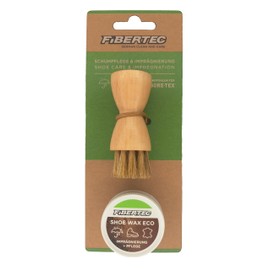 FIBERTEC Schuhpflegeset Mini, Auftragsbürste und Shoe Wax Eco, farblos, 28ml