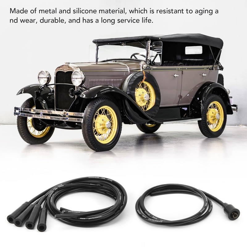 Spark Plug Cable Set, Heavy Duty, 8mm Diameter, High Efficiency