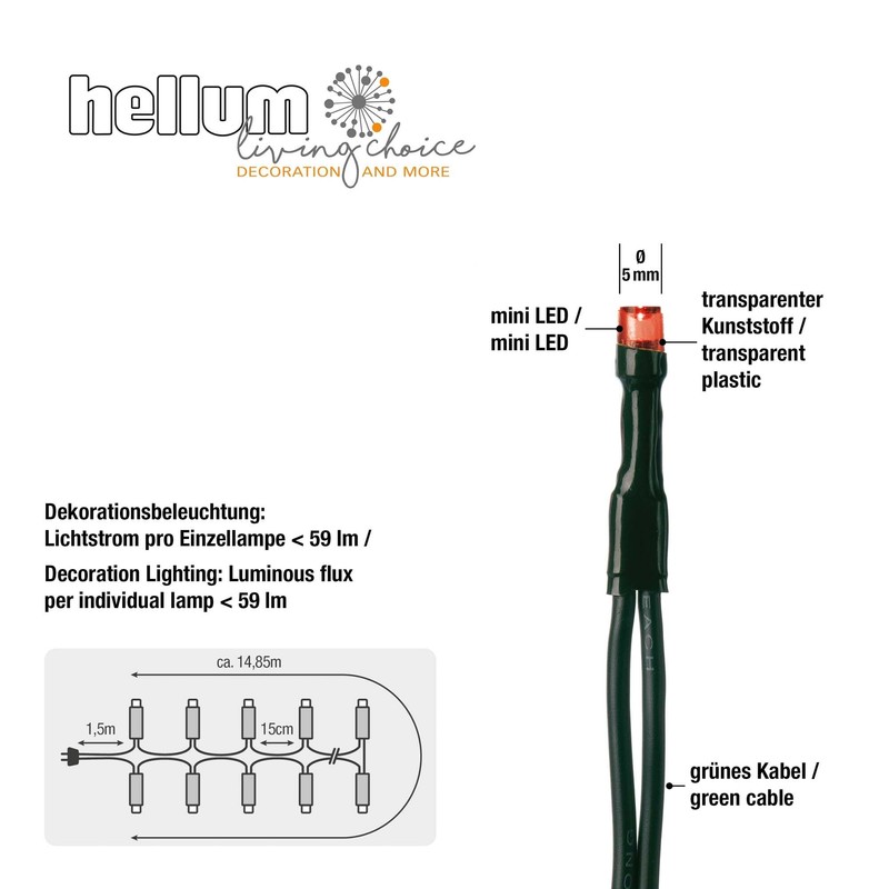 Hellum String Lights, 151039, for Indoor Use, Christmas Tree, with