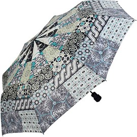 Gaudi Umbrella Automatic Pocket Umbrella Stable Storm Proof Mini Patchwork Pattern, black, Pocket umbrella with automatic