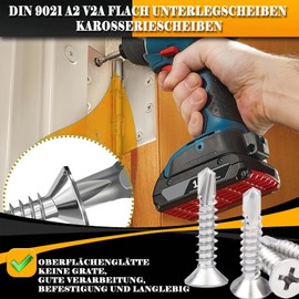 Pack of 150 Self Drilling Screws, M4.2 x 32 mm Drilling Screws, Self-Drilling Screws, 410 Stainless Steel Self-Tapping Screws, Countersunk Head Phillips Screws Metal Screws with Drill