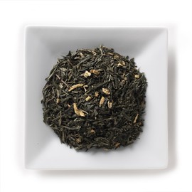 Mahamosa Flavored Green Tea Blend and Tea Infuser Set: 8 oz Mango Sencha Green Tea, 1 Stainless Steel Tea Ball Infuser (Bundle- 2 items)(Tea ingredients: Green tea, flavoring, sunflower blossoms)