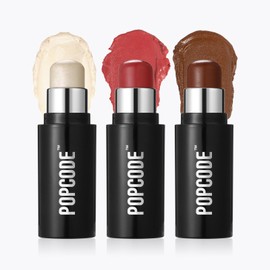 Popcode Face Sticks Trio - Makeup Contour Kit Contour Collection - Cream Contour Stick Set- Natural Ingredients & Clean Beauty Makeup Stick Trio Includes Bronzer Stick, Blush Stick & Highlighter Stick