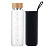 sunkey Glass Water Bottle 32 oz Wide Mouth with Sleeve