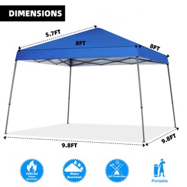 Birodeko Canopy Replacement Top Only, Waterproof Pop-Up Canopy Tent Top Cover with Ropes, Instant Canopy Top Sunshade Silver Coated for Outdoor Garden Patio Camping (Royal Blue, 8x8FT)