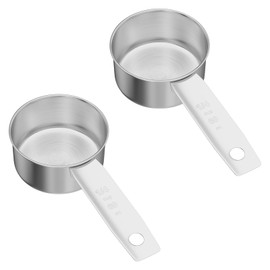 LEIFENY 2PCS 1/4Cup(4Tbsp, 60ml, 4oz) Stainless Steel Measuring Cup, Single Metal Scoop for Wet and Dry Ingredients, Great Kitchen Gadgets for Cooking
