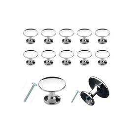 MYA 10Pcs Chrome Door Knobs for Cupboards with 20Pcs of 25mm & 10mm Screws, Polished Chrome Cabinet Knobs, Kitchen Door Knobs with Screw, Drawer knobs, Dresser, Drawer Handles, (30mm, Polished Chrome)