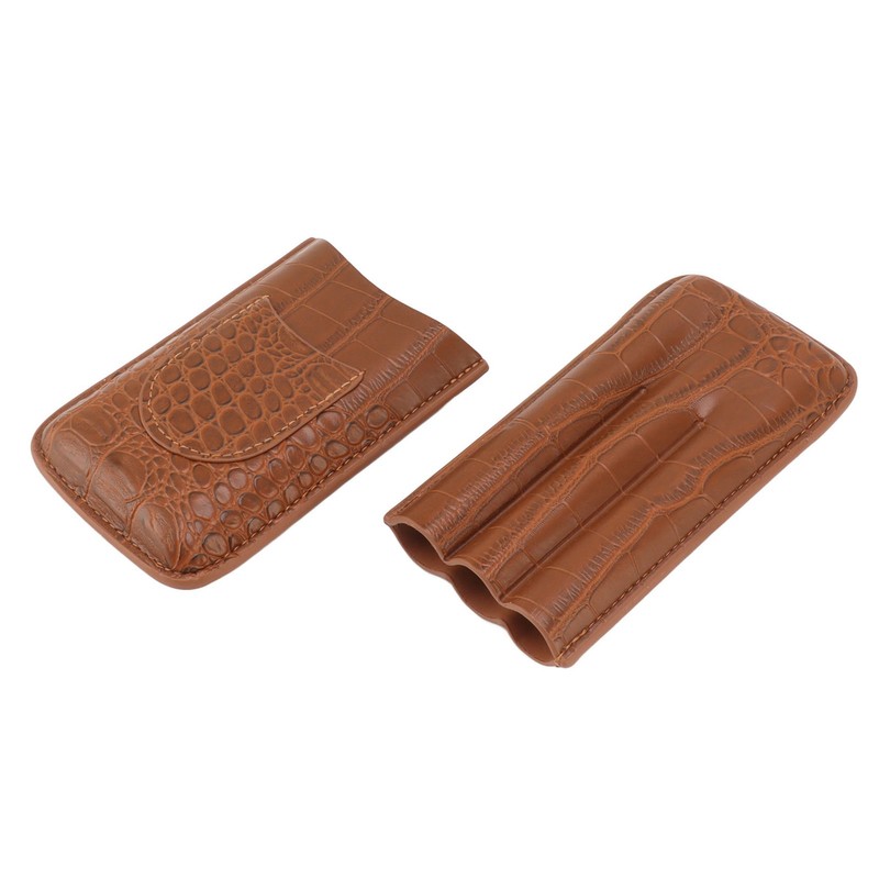 Cigar Holder Case Artificial Leather Portable Durable Elegant 3 Finger