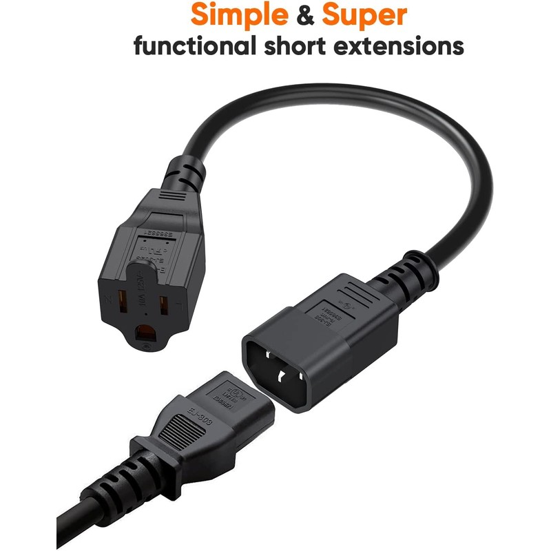 CableCreation [10-Pack] 1 Foot 18AWG Standard Computer Power Adapter Cord