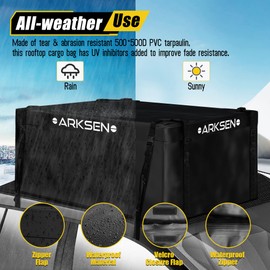 ARKSEN Roof Top Luggage Storage Bag for 43" x 39" Roof Baskets Waterproof 14.5 Cubic Feet (41.73" L x 33.07" W x 18.11" H) with 8 Straps Anti-Slip Mat 4 Door Hooks for All Vehicles with/Without Rack