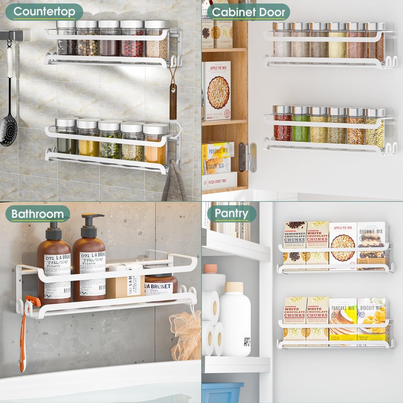 LUCYCAZ 2 Pack Wall Mounted Spice Rack for Spice Jars