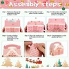 24Pcs Pink Christmas Paper Gift Boxes Gingerbread House Candy Boxes