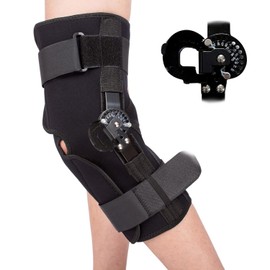 Mathgetin Hinged ROM Knee Brace, Post Op Knee Support Orthosis with Side Stabilizers & Locking Dials for Arthritis, Meniscus Tear, ACL, MCL, Medical ROM Knee Brace for Knee Pain (X-Small)