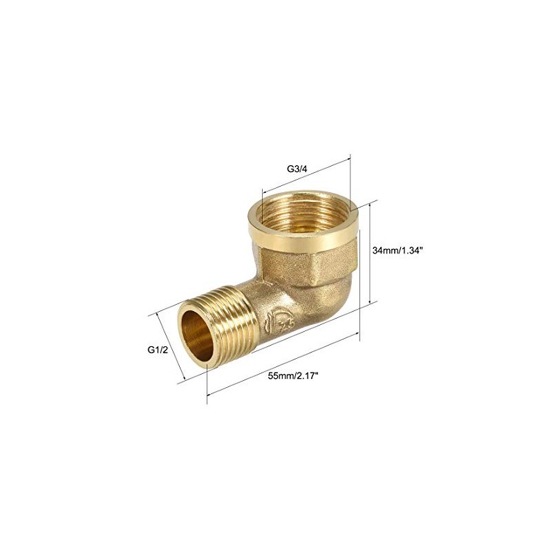 uxcell Brass Pipe Fitting 90 Degree Forged Street Elbow G1/2