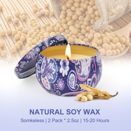 Scented Candle Gift Set for Women, 2 Pack 2.5 oz Aromatherapy Candles for Home Scented, Christmas Gifts for Women, Ideal Stocking Stuffers Holiday Gifts for Mother Coworker Teacher Friends Birthday