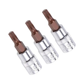 TA-VIGOR 3Pcs Torx Bit Socket, 1/4" Drive x T20 CR-V Key Socket, Premium S2 Steel Bits, Torx Bit with 38mm Length for Ratchet Wrench, Torque Wrench, Slide Bar, Impact Power Drills