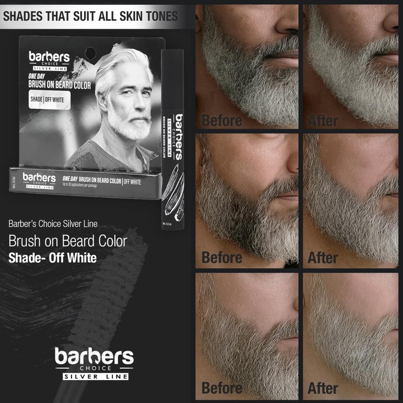 Barbers Choice Silver Line, Facial Hair Brush on Temporary Color