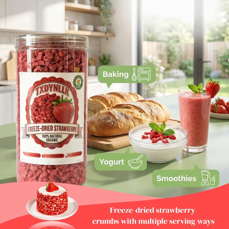 Premium Freeze-Dried Strawberry Pieces 10 Oz - Dehydrated strawberries