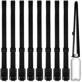 Mifoci Water Bottle Holder with Strap Long Neck and Adjustable Shoulder Carrying Strap, Fit for 0.98" Bottle Cap Diameter Lanyard for Outdoor Walking Hiking Camping(Black, 10 Pcs)