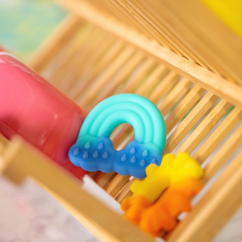 Bright Starts Chance of Smiles Silicone Teether 2-Pk, Easy-Grasp Sun