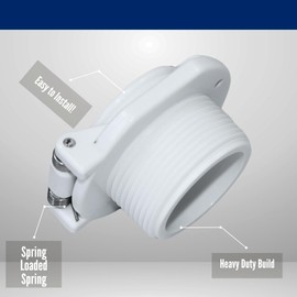 DPM Pool Inlet Vac Lock Safety Wall Fitting | Compatible with Hayward and Pentair, W400BWHP, GW9530 and K12500 | 1.5" MPT Thread | For Suction Pool Cleaners (White)