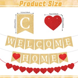 Welcome Home Banner Welcome Home Decorations Gold Glitter Welcome Home Sign 8 Ft Strand Welcome Decorations for Housewarming Homecoming Military Return Party Decorations