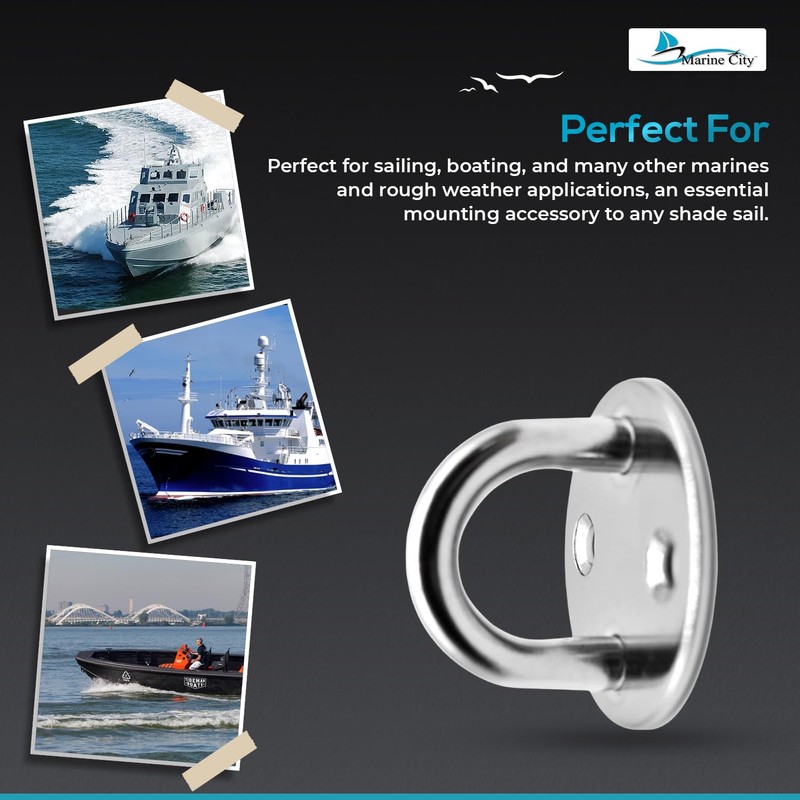 MARINE CITY Thick Ring Round Sail Shade Pad Eye Plate,