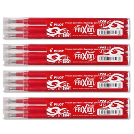 PILOT FriXion Ball Pen & Refills, 0.7 mm, 4 x Packs of 3 Refills in Black + 1 x FriXion Ball Pen in Black