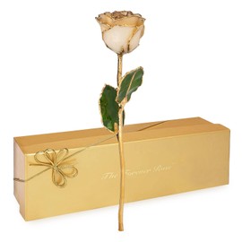 Forever Rose 24K Limited Edition Gold Dipped Amethyst Rose, The February Birthstone, A Unique & Everlasting Real Rose Hand Dipped in 24K Gold, 11” to 12”