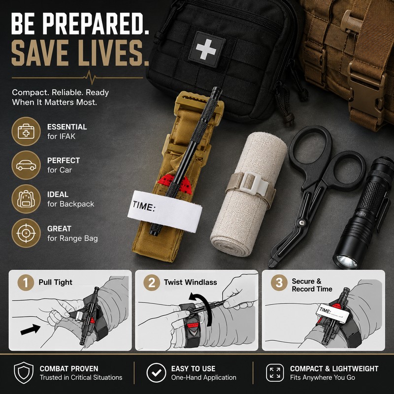 Emergency Tourniquet Strap for First Aid Kits – Nylon Windlass