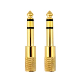 Juxiamal 2pcs Headphone Adapter Audio Jack Adapter 6.35mm (1/4") Male to 3.5mm (1/8") Female Stereo Plug Converter for Digital Piano, Keyboard, Electric Guitar (Gold)