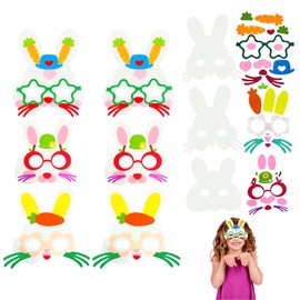 HCTWPY Easter Bunny Mask Craft Kits for Kids Bunny Mask Craft Kits Easter Party Decorations Supplies for Spring Arts Craft School Classroom Home Activities DIY Art Project,12 Sets