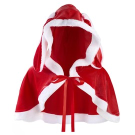 JNGUOSICN Women Christmas Cloak Santa Claus Hooded Cape Short Red Christmas Shawl Velvet Cape Fancy Dress Party Cloak Ladies Cosplay Costume