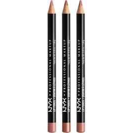 NYX PROFESSIONAL MAKEUP Slim Lip Pencil, Long-Lasting Creamy Lip Liner - Pack Of 3 (Peakaboo Neutral, Nude Pink, Ever)