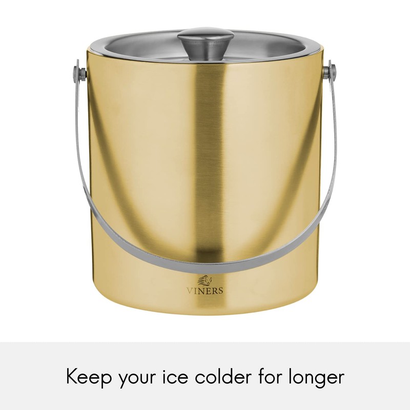 Viners Barware Gold Double Wall Ice Bucket, 1.5 L