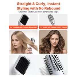 VEVOR Hair Dryer Styler, 110,000RPM High-Speed Hot Air Styler with Brushless Motor, Paddle & Oval Brush, Negative Ionic Hair Dryer Brush, One-Step Styling Tool for Fast Drying Volumizing Straightening