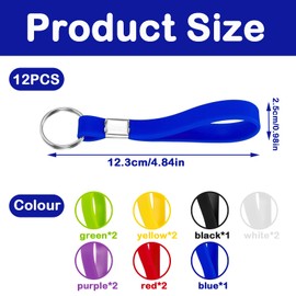 12PCS Key Rings with Tags, Multi pack of 12 Heavy Duty Identification Silicon Key Ring loops, Multiple Colored Key Rings, Key Fob, Keyrings, Key Fobs, Wristlet Keychain