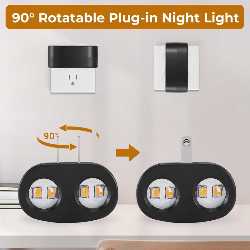 SETEN 4-Pack LED Night Lights Plug into Wall, 2700K Soft