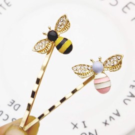 Vpang 10 Pcs Metal Cute Honeybee Hairpins Rhinestone Bee Hair Clips Hair Side Clip Barrette Bobby Pin Hair Accessories for Women Girls (Yellow)