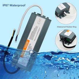 Weishuo LED Driver 12V 100W Transformer IP67 Waterproof AC 170-250V to DC 12V 8.3A Constant Voltage Power Supply for Strip Light, Indoor and Outdoor Lighting