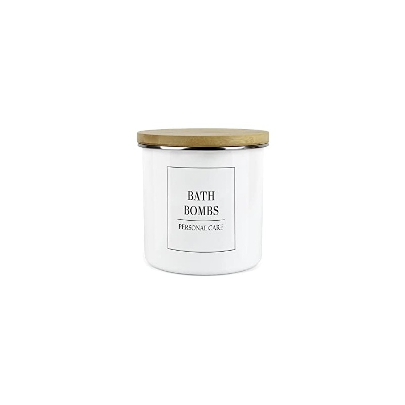 Minimalist Range Bath Bombs Storage Canister - White Metal Enamel