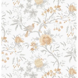 CiCiwind 17.3" × 197" Boho Peel and Stick Wallpaper for Bathroom Farmhouse Floral Wall Paper Peel Stick Modern Removable Self Adhesive Light Grey Leaf Contact Paper for Walls Bedroom Cabinets