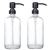 2 Pack Thick Clear Glass Pint Jar Soap Dispenser with