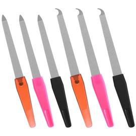 6 PCS Diamond Deb Nail File, Metal Nail File with Sharp Pointed Tip, Stainless Steel Fingernail Filer Curved Nails Files for Natural Nails, Double Sided Manicure Pedicure Toenails Tools for Salon Home