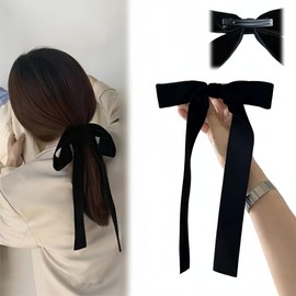 Velour Ribbon Ribbon Hair Rubber Velour Black Long Ribbon Hair Accessory Velvet Adult Wedding Kids Stylish Black Hair Ornament Cute Pony Tail Hair Clip Tie Elastic Hair Tie Small Face Cute Entrance