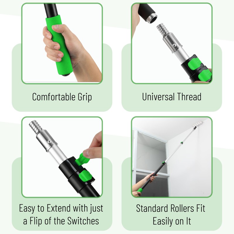 Bates- ‎Telescoping Pole, 2.4 to 6 Ft Long, Black &