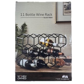 Evergreen Wine Rack, 11 Bottle Capacity, Black