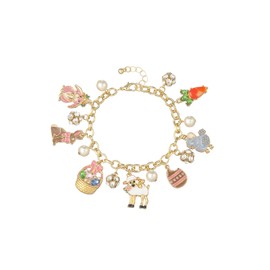 Madison Tyler Charm Bracelet | Easter Bracelets | Egg Cute Bunny Rabbit Charm Bracelet | Gold Chain Bracelet for Women | Cute Carrot Bracelet Jewelry Gift